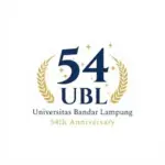 Logo perayaan Dies Natalis ke-54 Universitas Bandar Lampung (UBL) dengan angka 54 berwarna biru, hiasan daun padi emas di sisi kanan-kiri, dan teks "Universitas Bandar Lampung 54th Anniversary".
