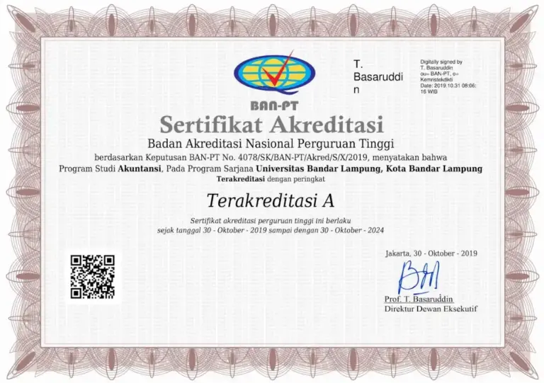 Sertifikat Akreditasi A Akuntansi UBL