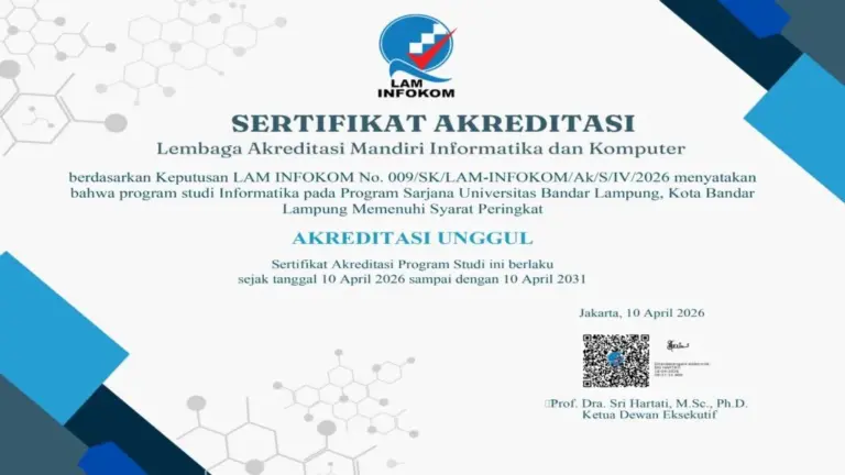 Sertifikat Akreditasi Unggal Program Studi Informatika UBL