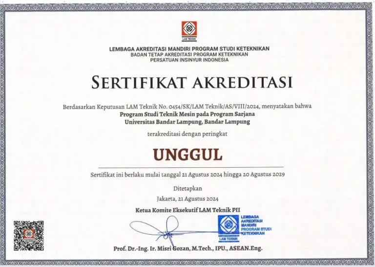 Sertifikat Akreditasi Teknik Mesin